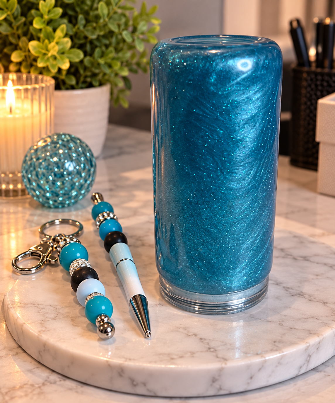 16oz Premade Teal Glitter Tumbler – Sparkling Teal Collection 🩵✨